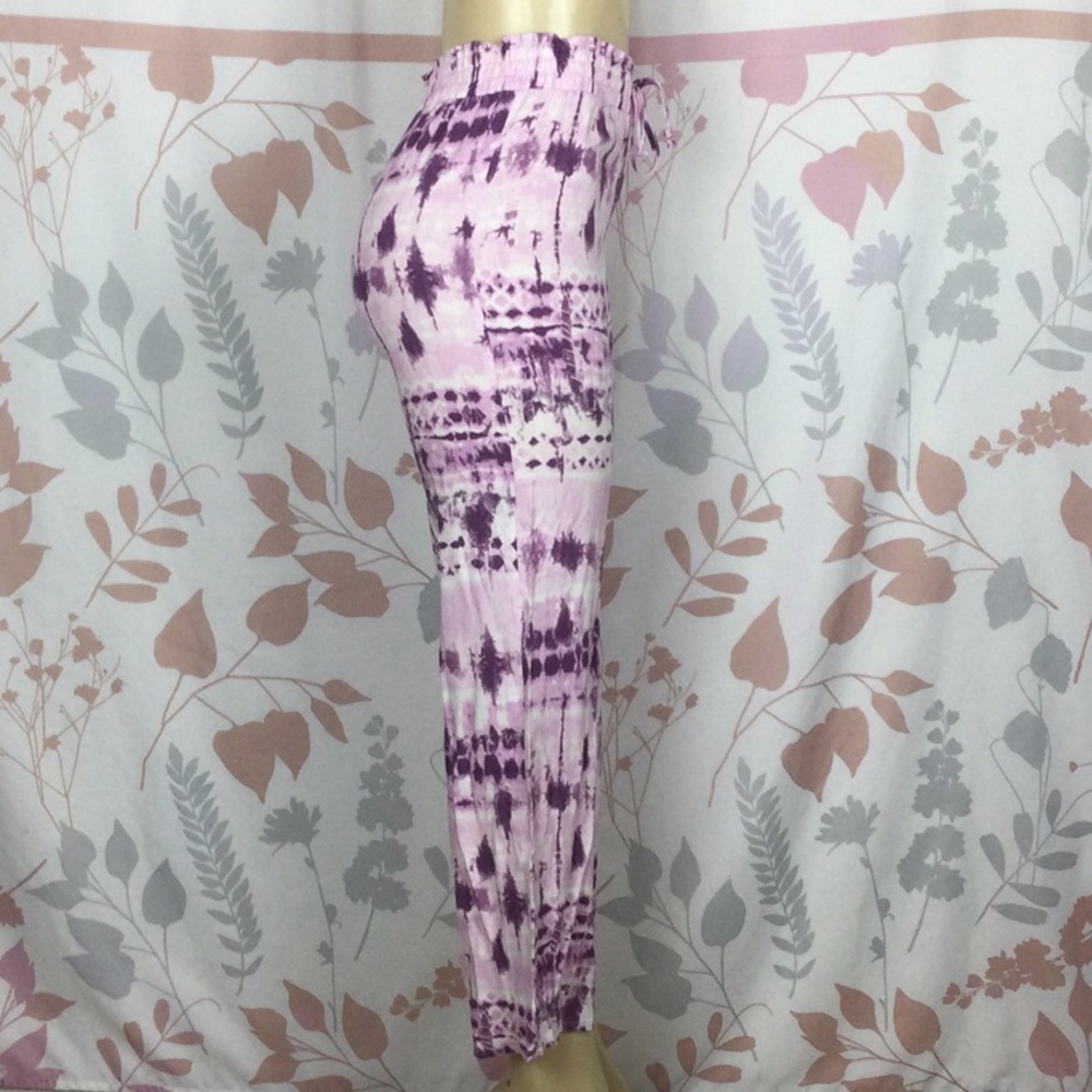 Joe B Women's‎ Lilac & Ivory Wide Leg Palazzo Pants Size Small Boho Hippie - Picture 3 of 6